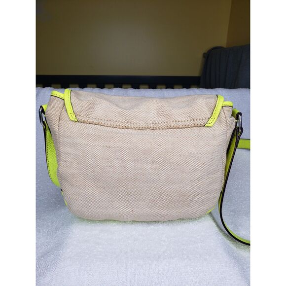 Gap Womens Crossbody Handbag Purse Jute Leather Canvas Tan Green Summer Spring - Picture 2 of 8
